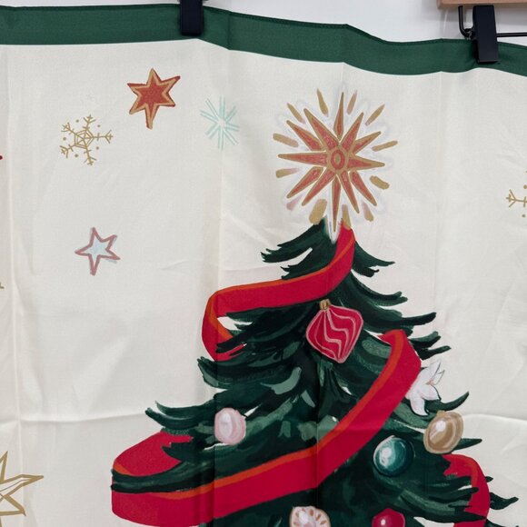 Talbots Christmas Tree Silk Square Scarf New With Tag holiday white green red - Picture 2 of 10